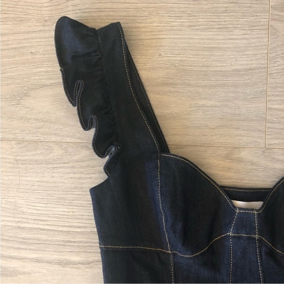 NWT Cinq a Sept 5a7 Mathis Ruffle Sleeveless Dress in Blue Indigo Denim Size 10 - Picture 6 of 8